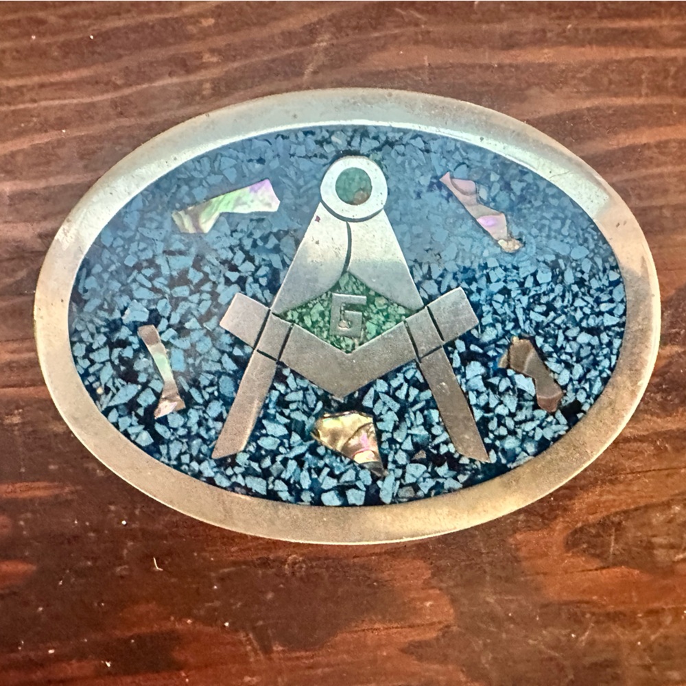 Masonic Blue and Silver Belt Buckle